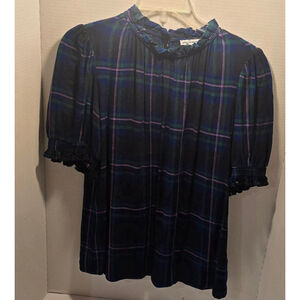 women amazon essentials plad blouse size small